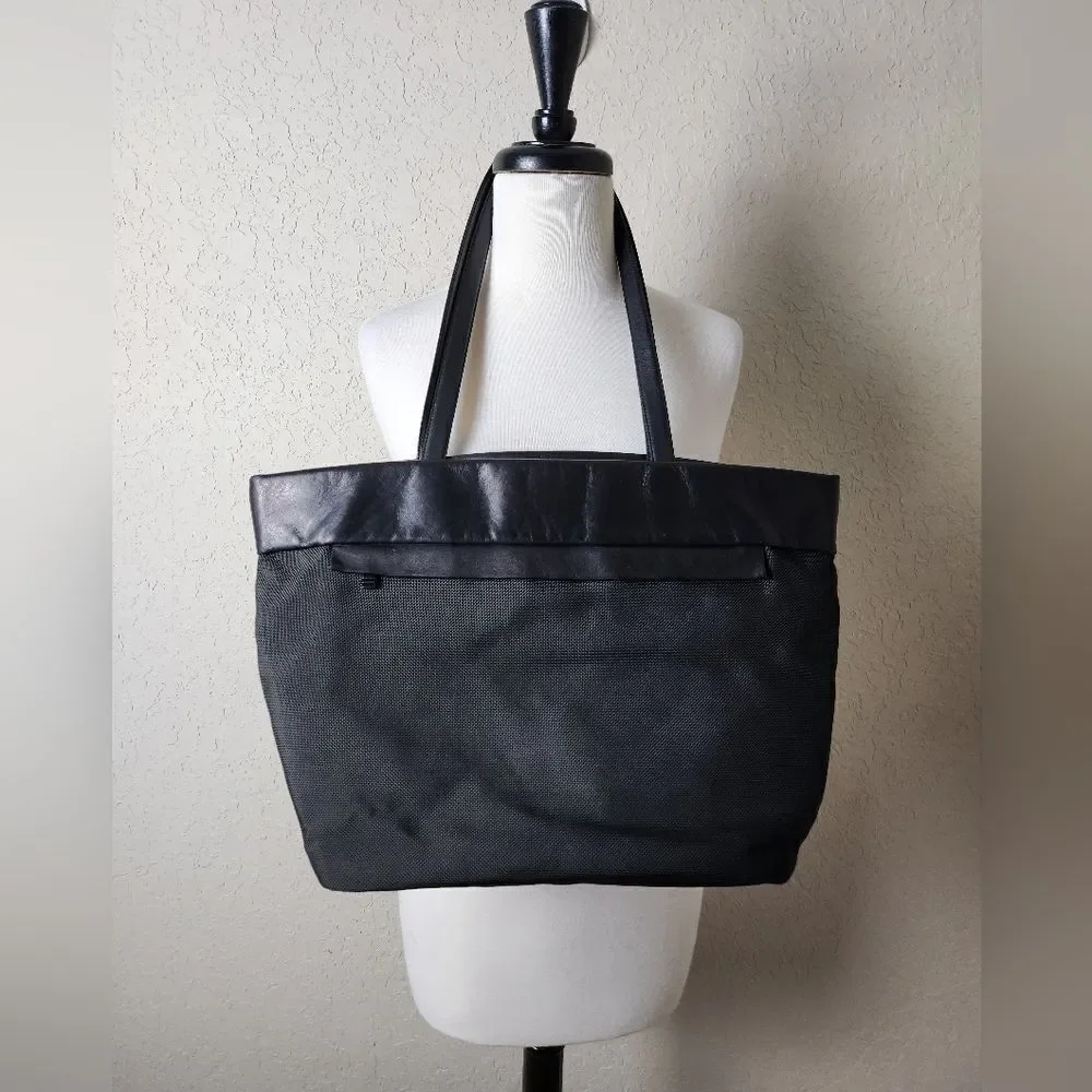 Tumi Travel Tote Nylon With Black Leather Trim Medium